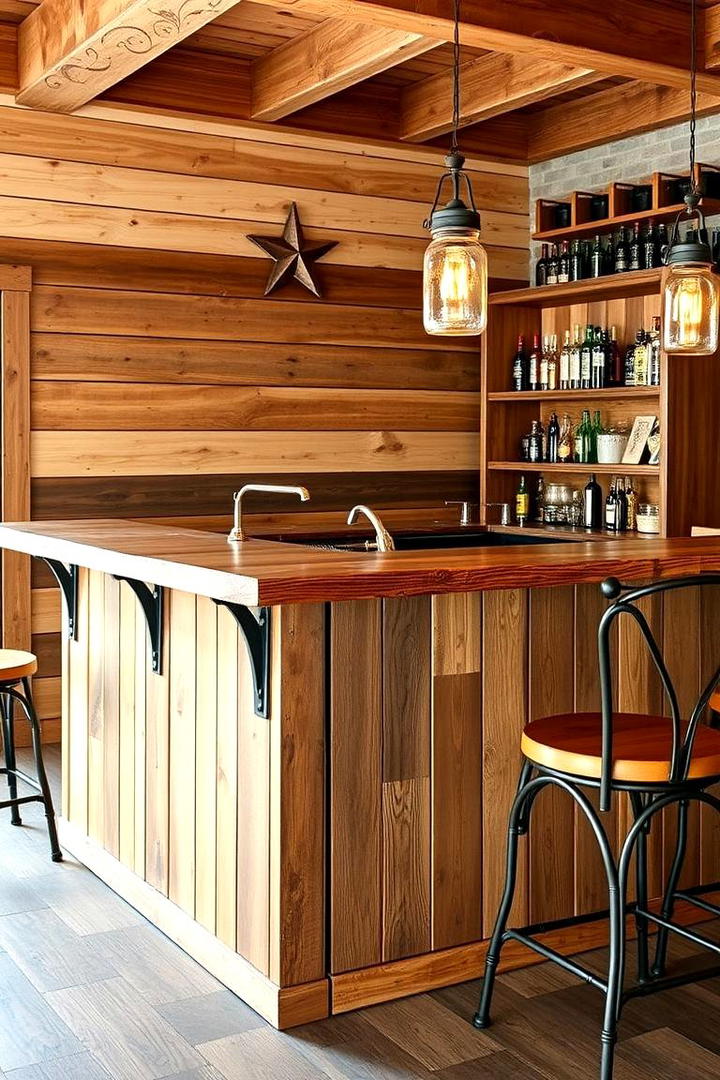 Reclaimed Wood Bar - 30 Home Bar Ideas On A Budget