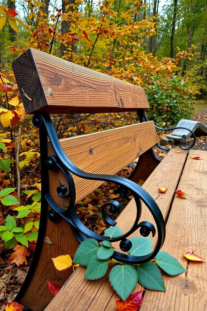 Reclaimed Wood Bench Charm - 30 Garden Bench Ideas