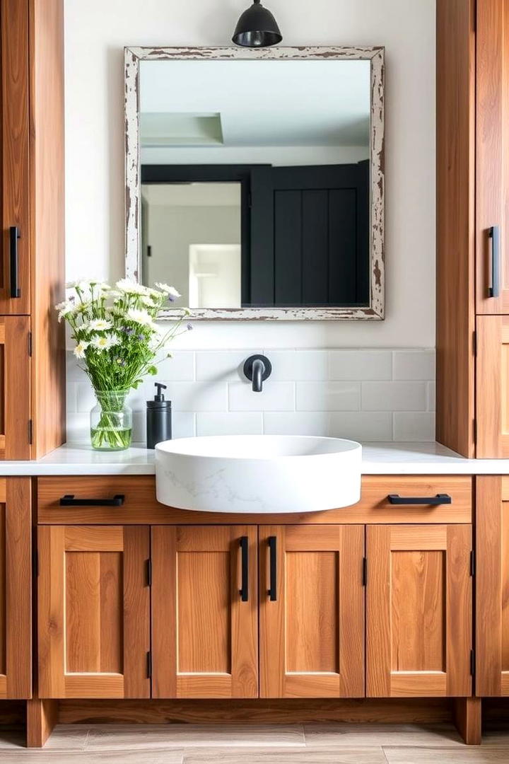 Reclaimed Wood Cabinets - 21 Country Bathroom Ideas