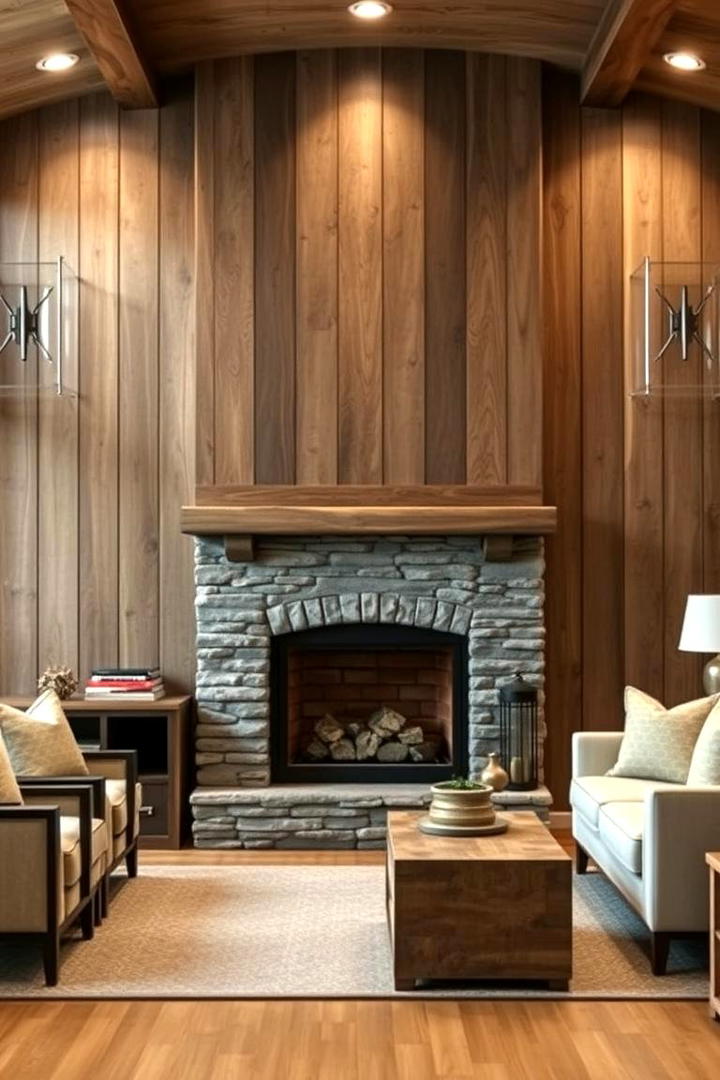 Reclaimed Wood Feature Wall - 21 Farmhouse Decor Ideas