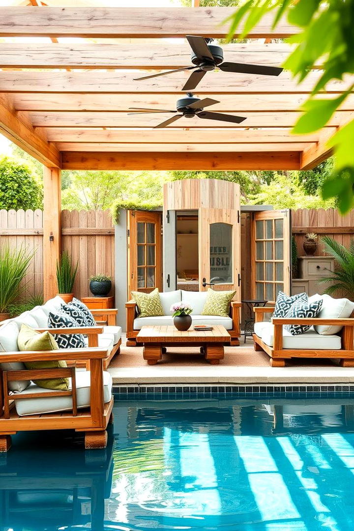 Reclaimed Wood Poolside Lounge - 21 Backyard Pool Ideas on a Budget