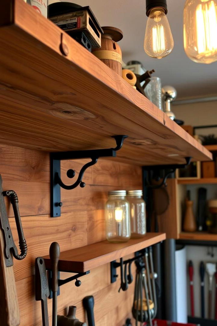 Reclaimed Wood Shelves - 30 Garage Shelving Ideas