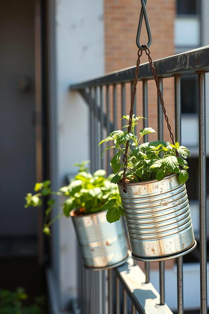 Recycled Tin Can Herb Garden - 30 Budget Small Garden Ideas