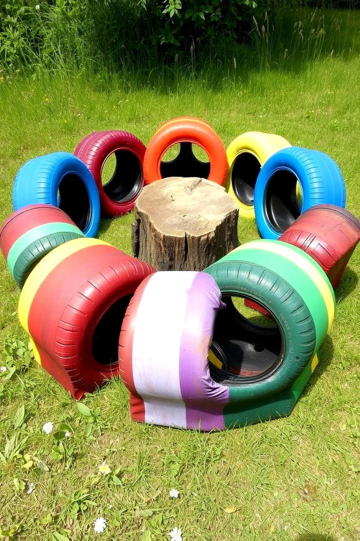 Recycled Tire Toy Bins - 30 Outdoor Toy Storage Ideas