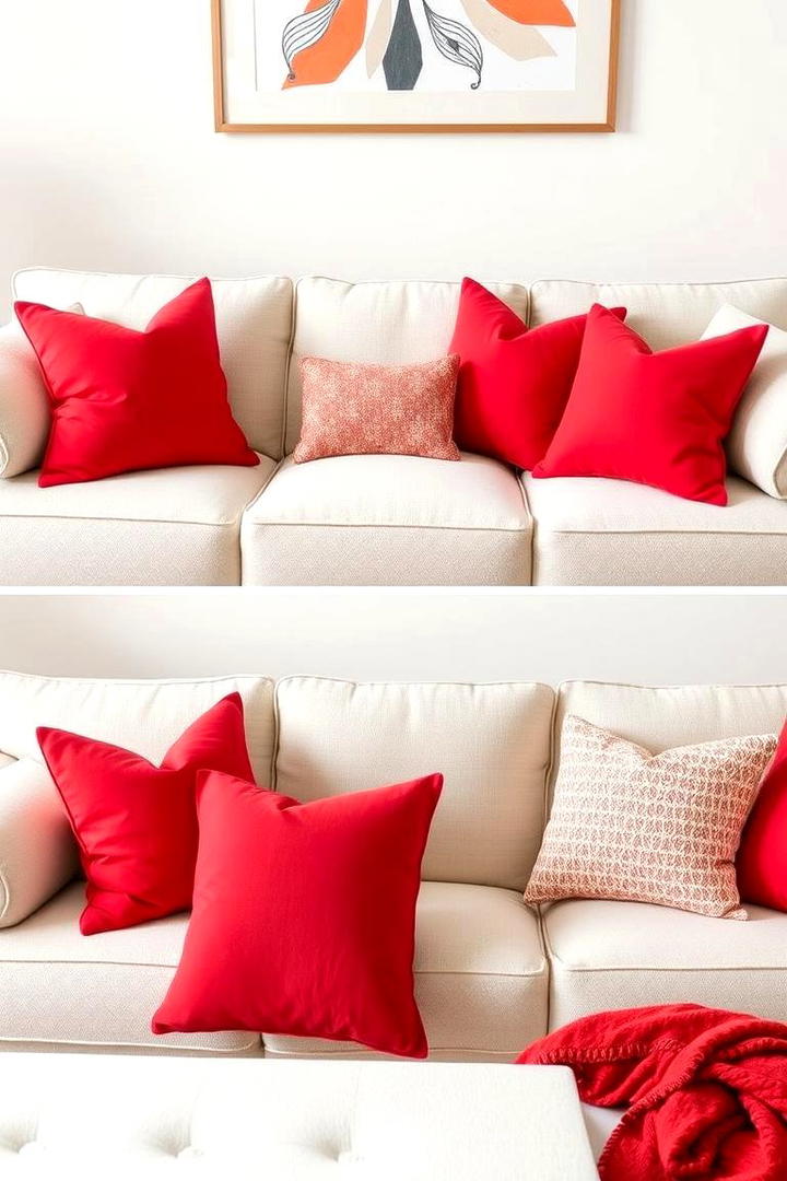 Red Accent Pillows for a Pop of Color - 17 Red Living Room Ideas