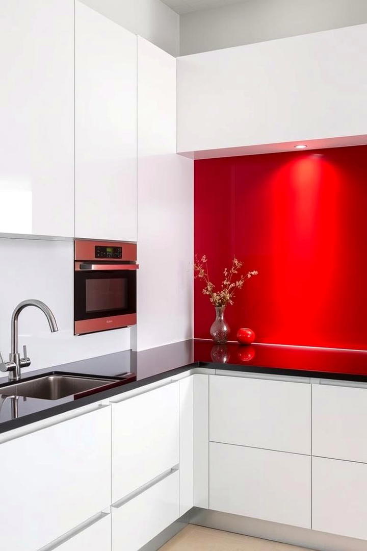 Red Accent Wall in a White Kitchen - 17 Red Kitchens