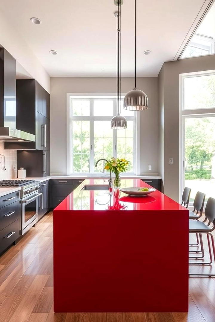 Red Island for a Pop of Color - 17 Red Kitchens