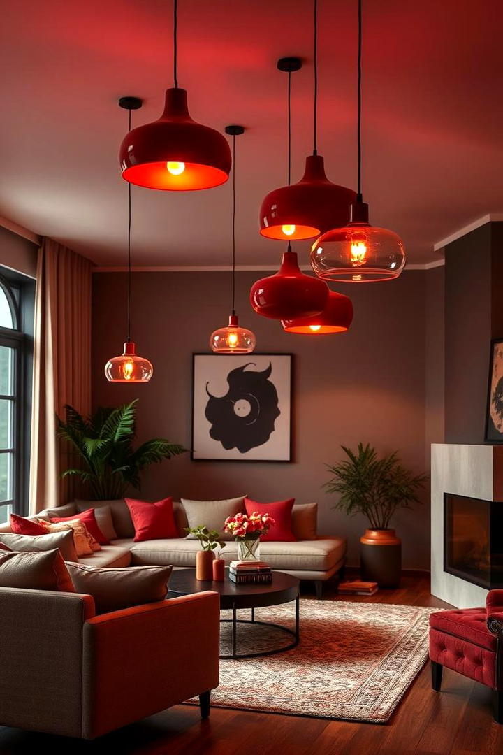 Red Lighting Fixtures for Warmth - 17 Red Living Room Ideas