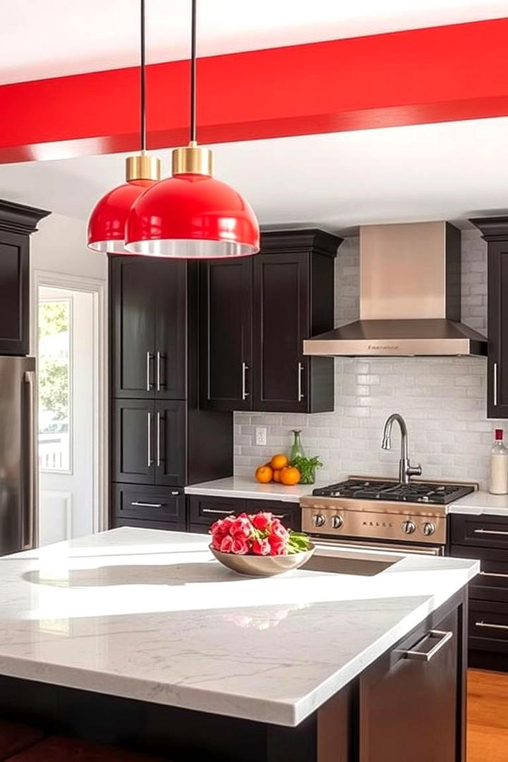 Red Lighting Fixtures for a Bold Look - 17 Red Kitchens