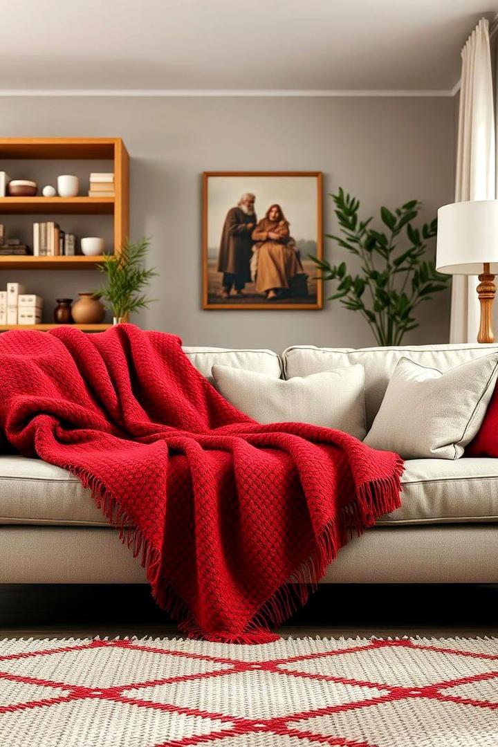 Red Throw Blankets for Comfort - 17 Red Living Room Ideas