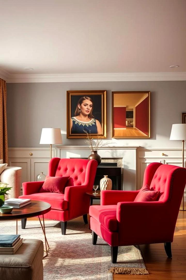 Red Upholstered Chairs for Dynamic Seating - 17 Red Living Room Ideas