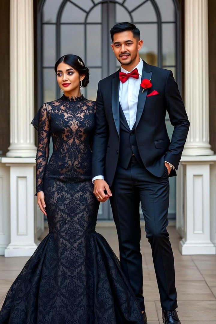 Red and Black Wedding Attire for the Couple - 17 Red and Black Wedding Ideas