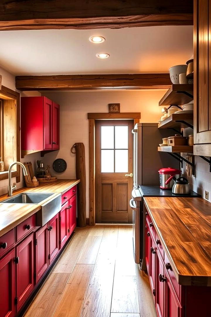 Red and Wood Style Combination - 17 Red Kitchens