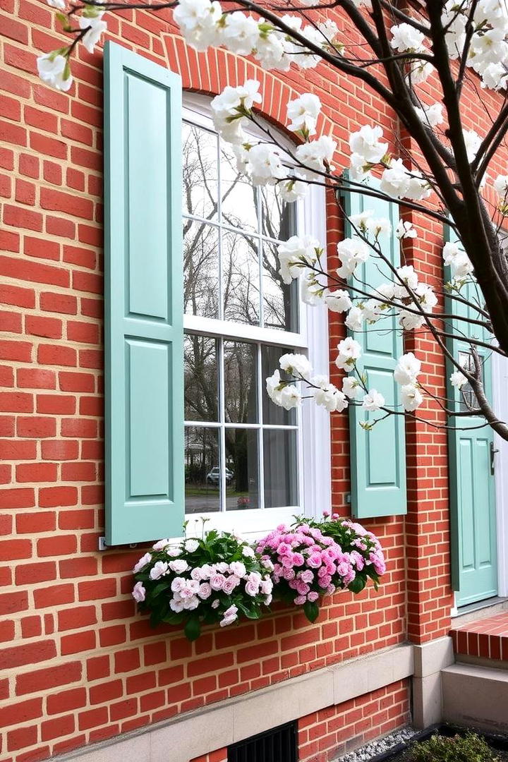 Refined Brick Red with Gentle Mint Accents - 30 Exterior Brick and Paint Color Combinations