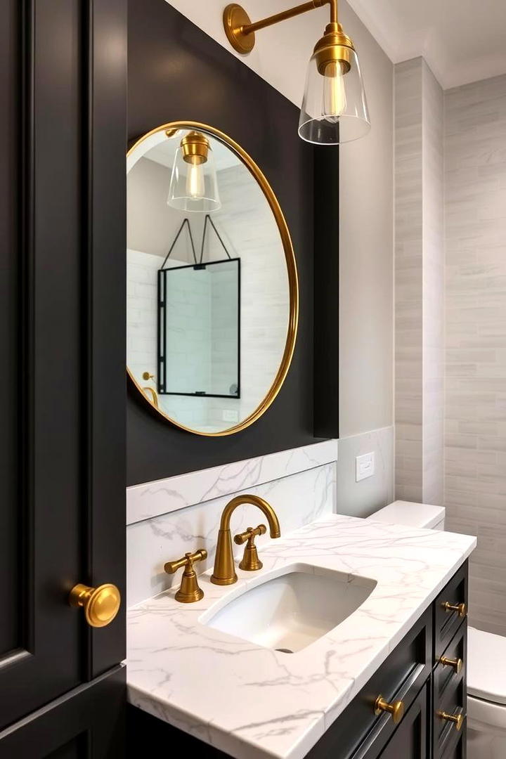 Refined Gold Vanity Accents - 30 Gold Bathroom Ideas