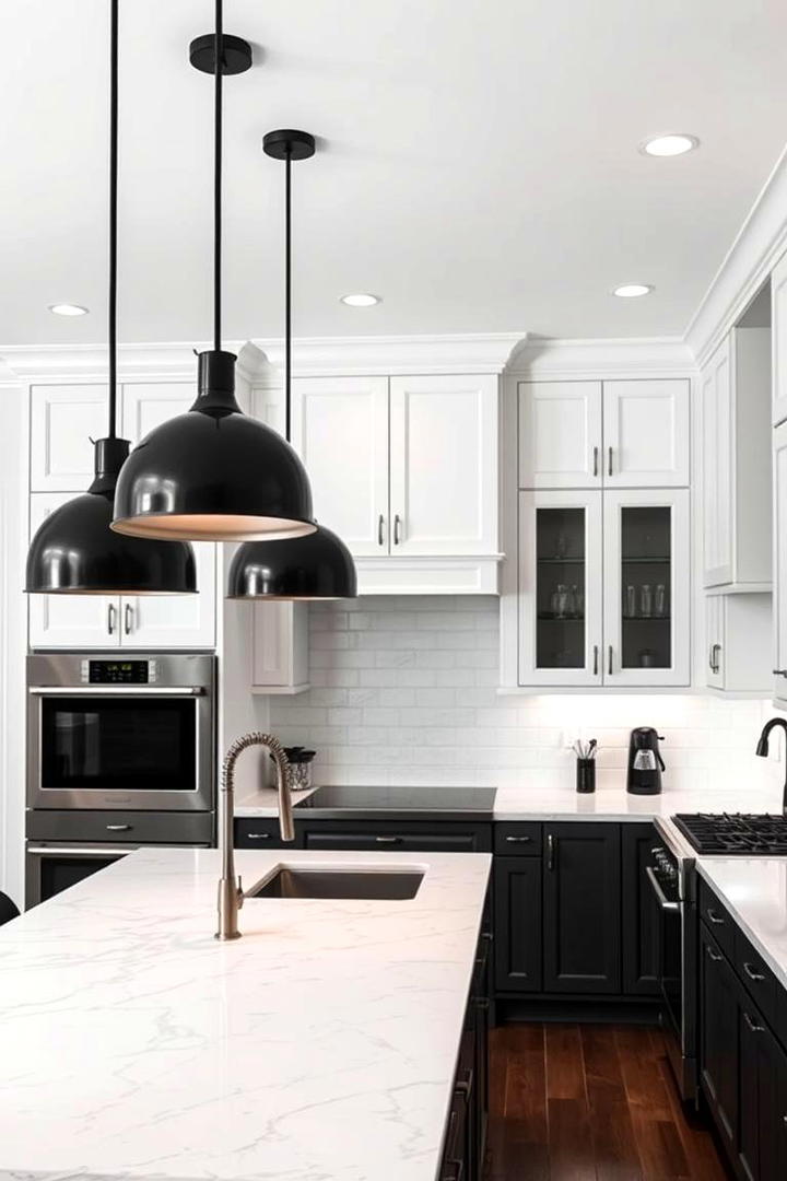 Refined Monochrome Lighting - 21 Black and White Kitchen Ideas