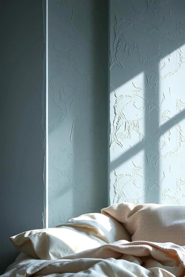 Refined Textured Walls - 30 Duck Egg Blue Bedroom Ideas