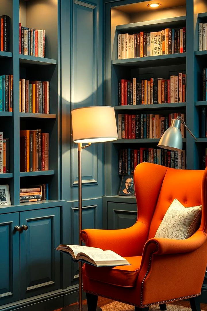 Relaxing Teal and Orange Reading Nook - 30 Teal and Orange Color Scheme for Your Rooms