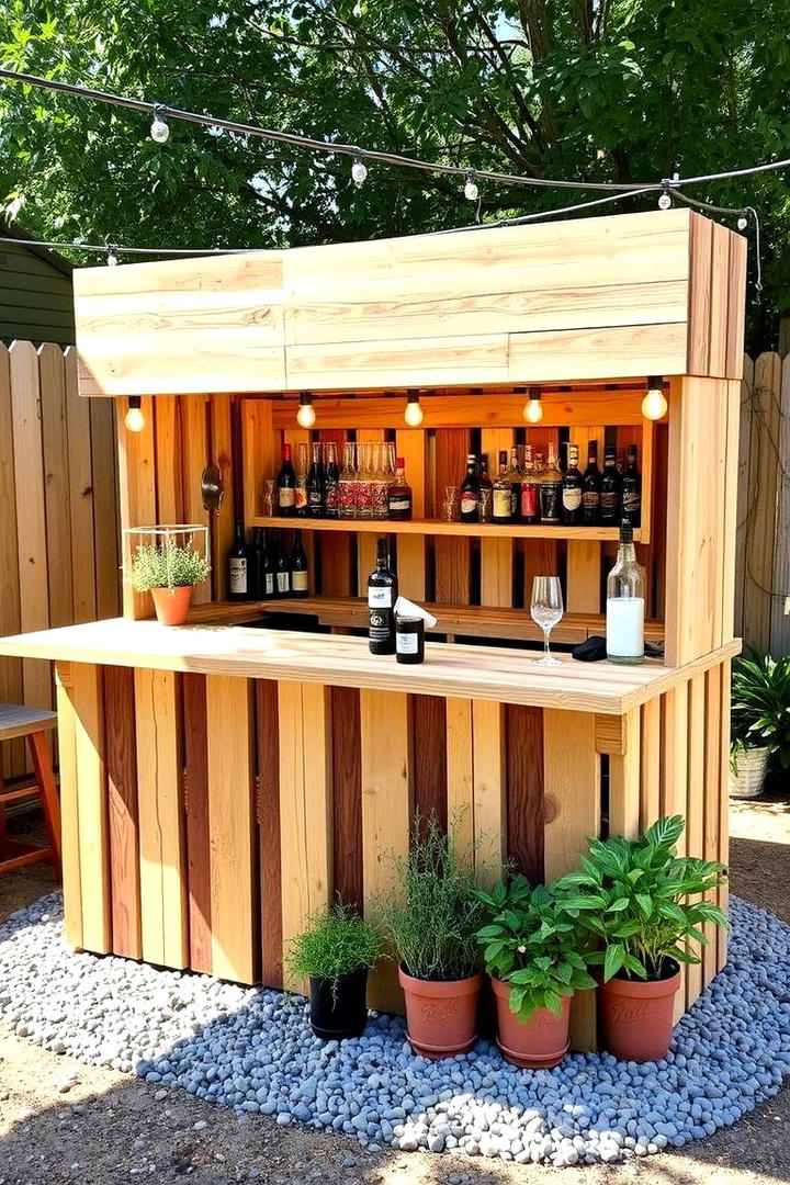 Repurposed Wood Pallet Bar - 30 Rustic Outdoor Kitchen Ideas