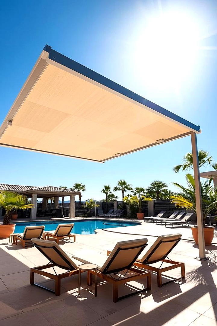 Retractable Canopy for Effortless Shade - 30 Pool Shade Ideas