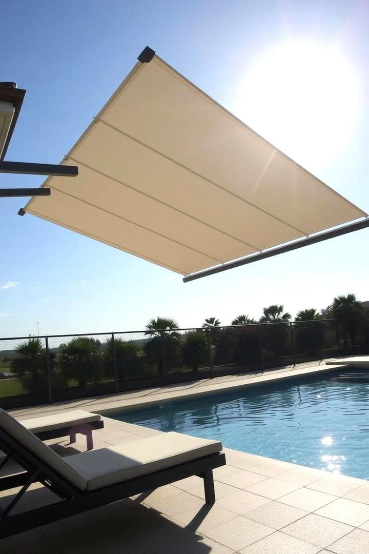 Retractable Poolside Canopy - 17 Pool Shade Ideas