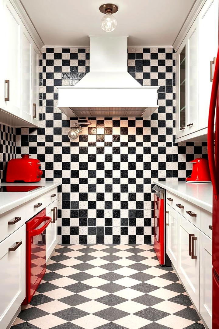 Retro Checkerboard Pattern - 21 White Cabinet Kitchen Backsplash Ideas