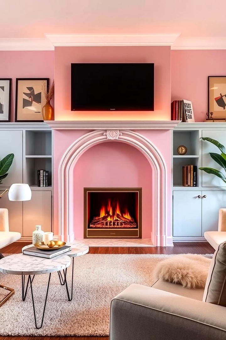 Retro Chic Electric Fireplace with Mounted TV - 30 Electric Fireplace Ideas With Tv Above