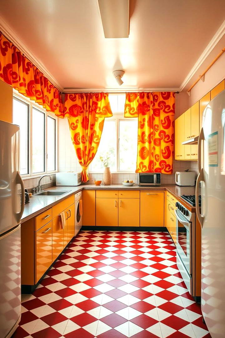 Retro Inspired Bold Prints - 21 Kitchen Curtain Ideas