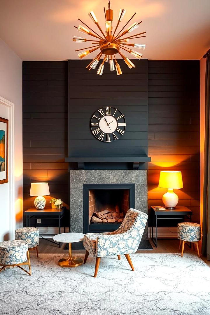 Retro Inspired Detail - 21 Black Shiplap Fireplace Ideas