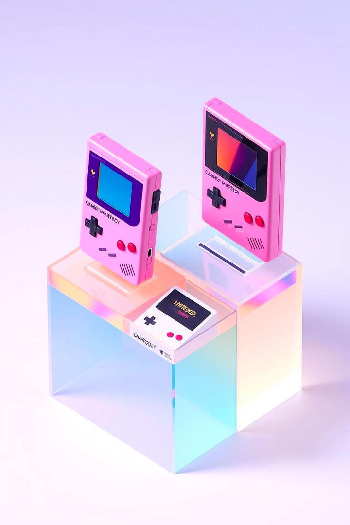 Retro Inspired Pink Console Display - 30 Pink Gaming Setup Ideas