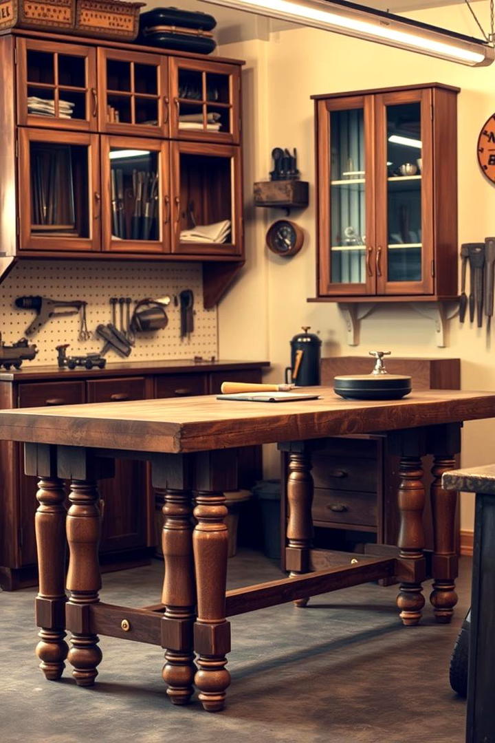 Retro Inspired Workbench with Classic Detailing - 30 Garage Workbench Ideas