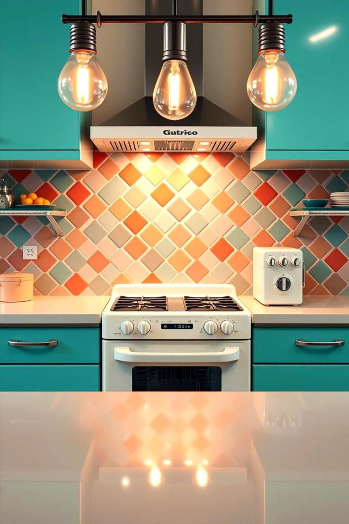 Retro Pop Color Tiles - 30 Kitchen Splashback Ideas