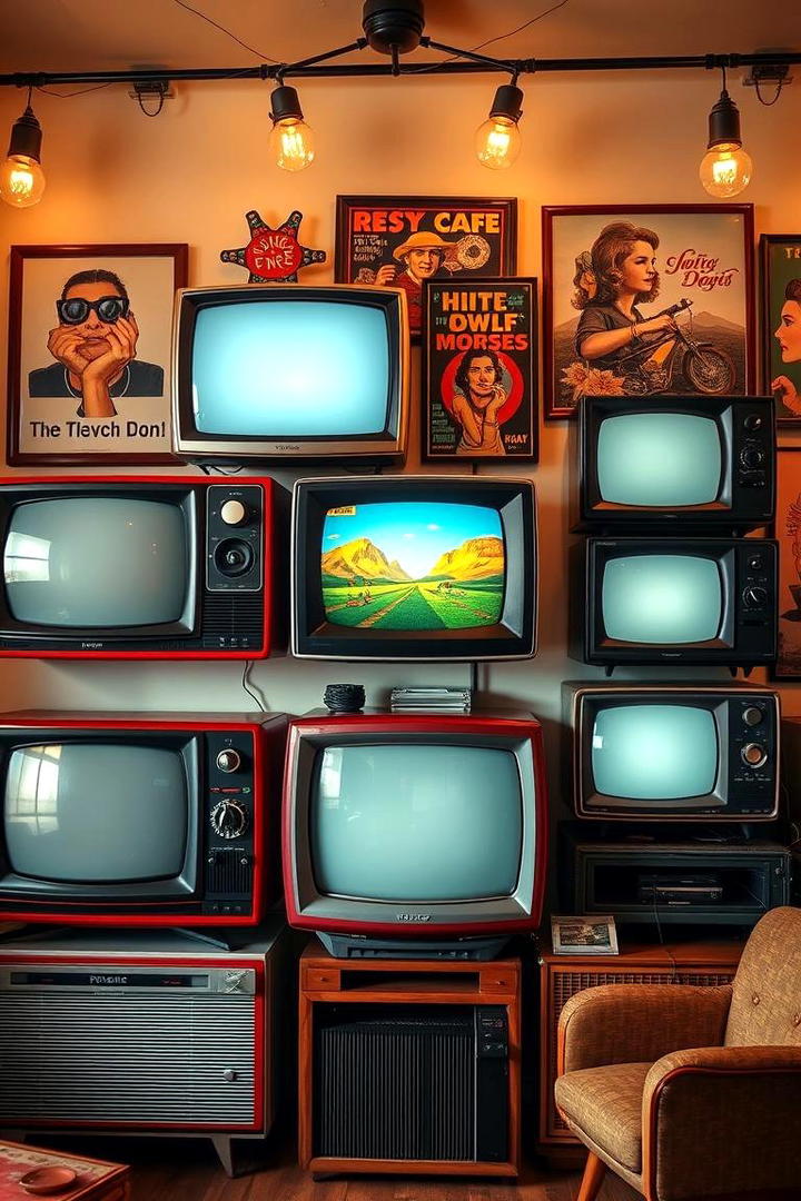 Retro Television Media Wall - 21 Media Wall Ideas