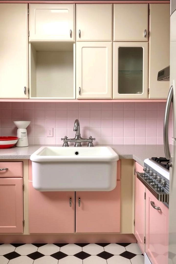 Retro Vibe with Porcelain Sink - 30 Kitchen Sink Ideas