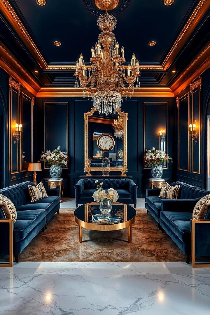 Rich Navy Blue Paired with Gold Accents - 21 Designer-approved Colors That Go With Navy Blue