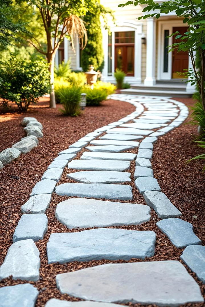 Rocky Pathway Elegance - 21 Front Yard Landscaping Ideas With Rocks and Mulch