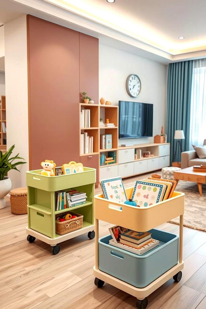 Rolling Storage Carts - 21 Living Room Toy Storage Ideas