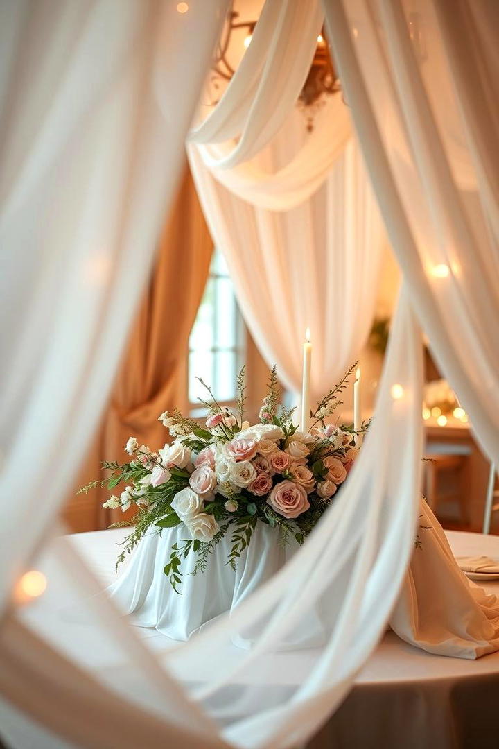 Romantic Draped Fabric Centerpiece - 30 Tall Wedding Centerpiece Ideas