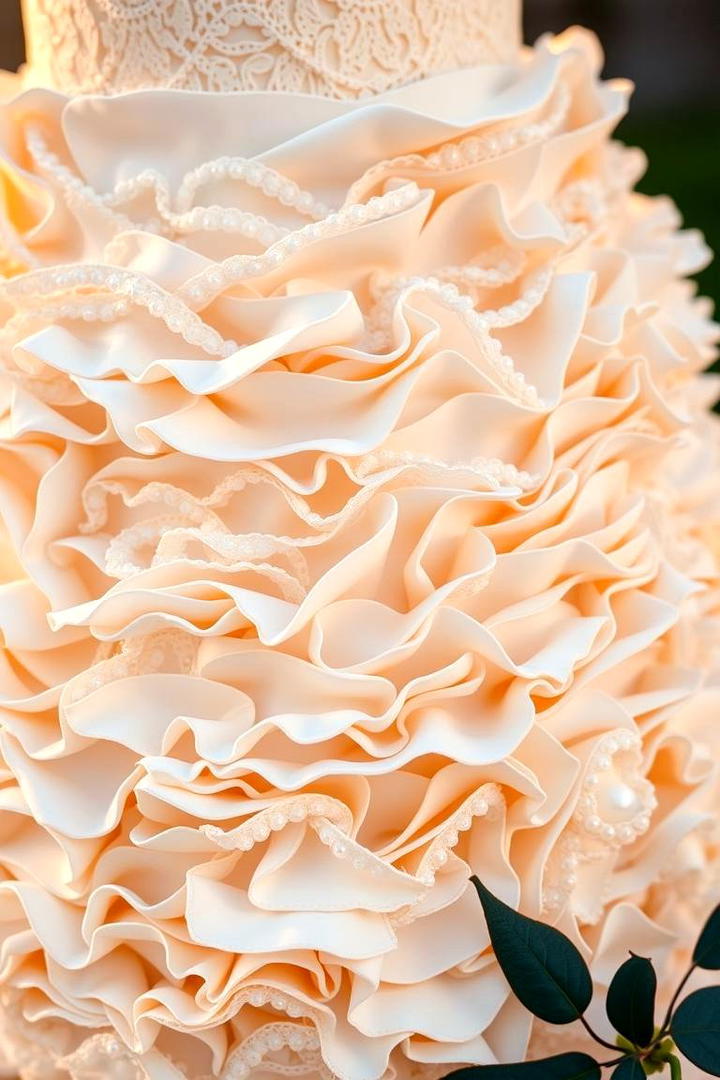 Romantic Ruffled Layers Cake - 21 Naked and Semi-naked Wedding Cake Ideas