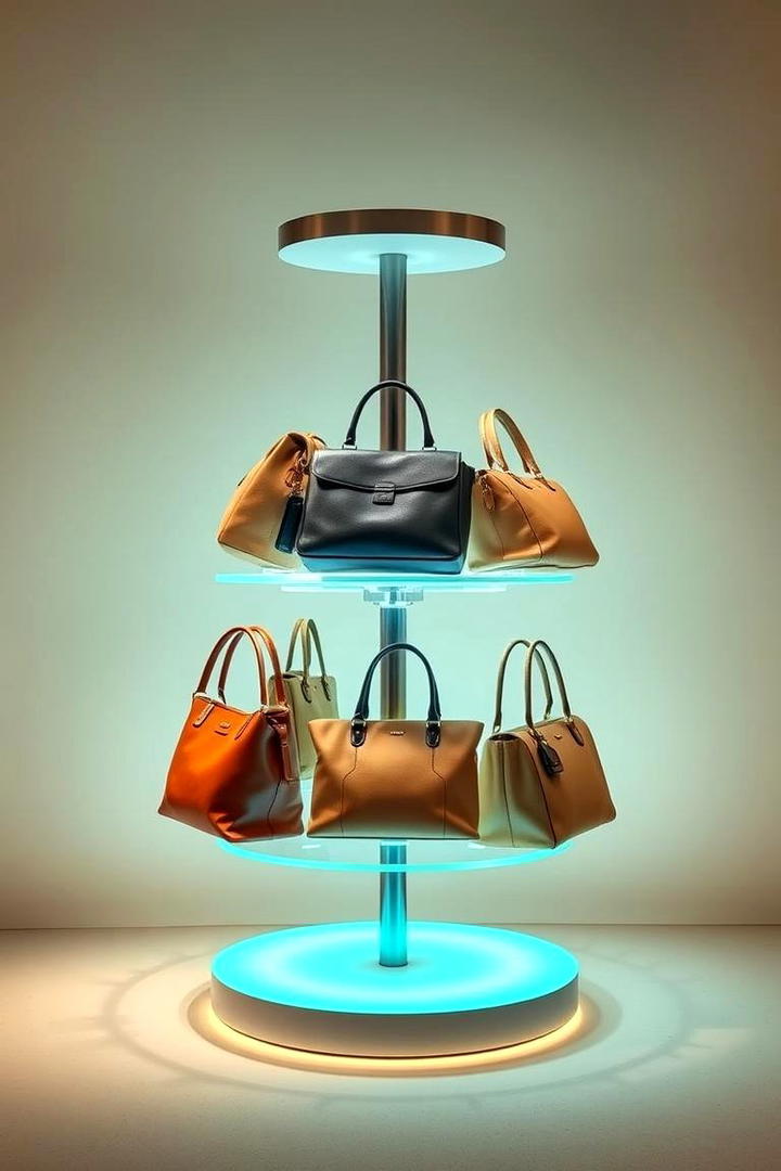 Rotating Bag Display Stand - 17 Purse Storage Ideas