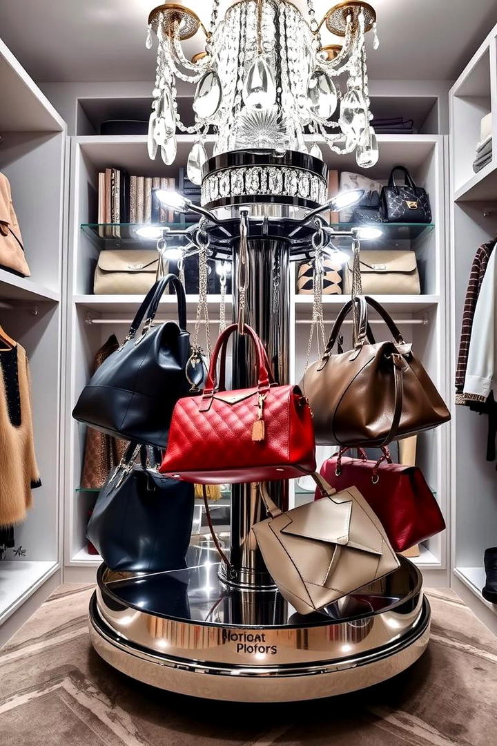 Rotating Purse Carousel - 30 Pots and Pans Storage Ideas