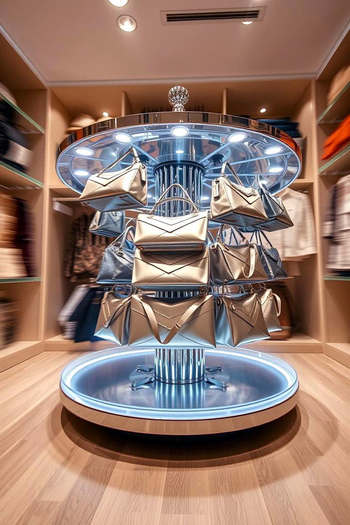 Rotating Purse Carousel - 30 Purse Storage Ideas