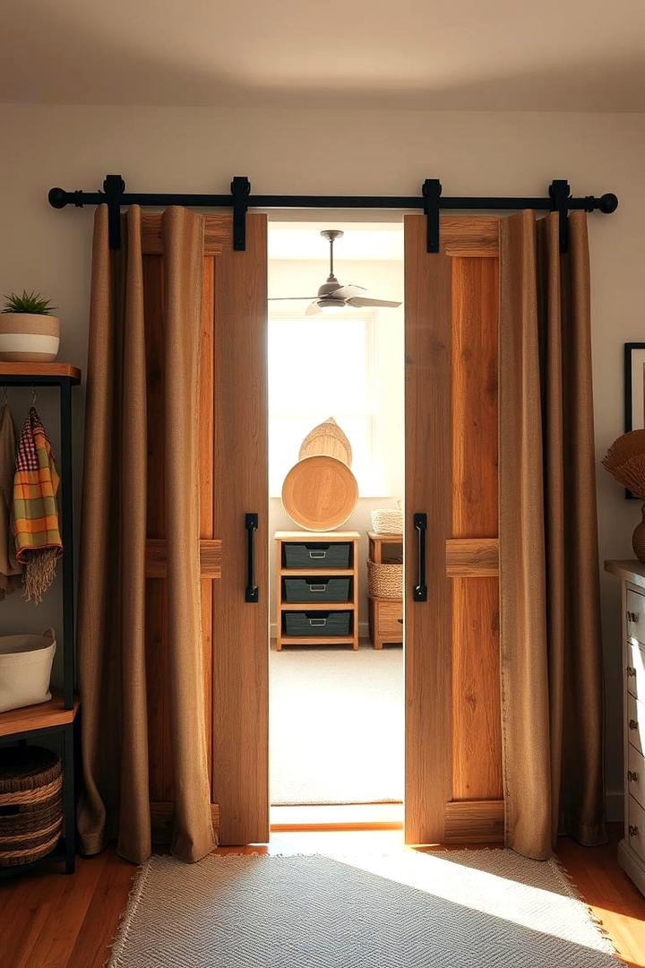 Rustic Barn Door Style - 30 closet curtain ideas