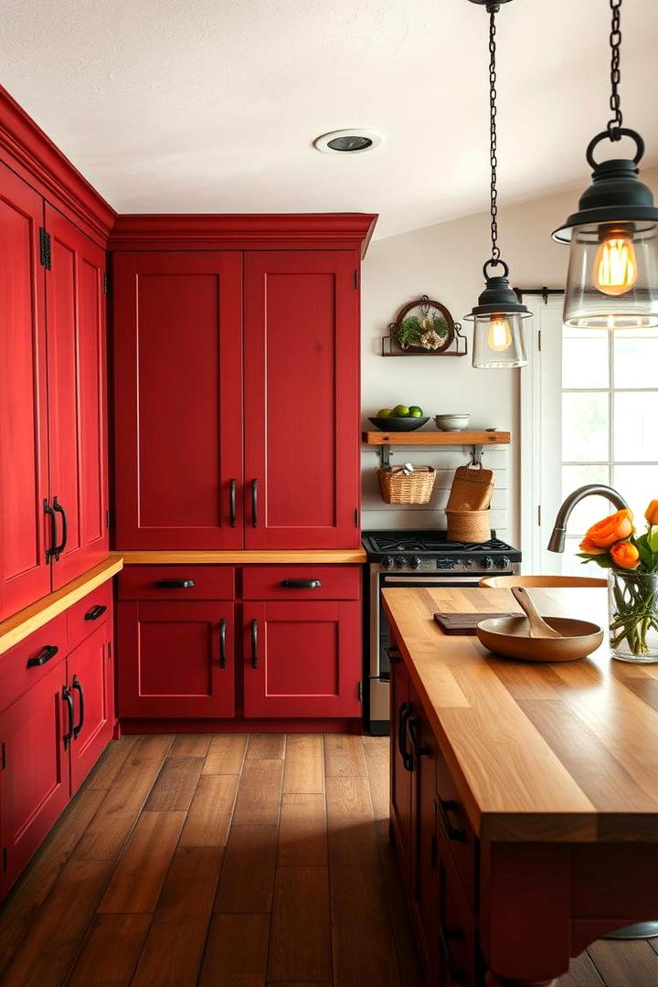 Rustic Barn Red Charm - 21 Kitchen Cabinet Color Ideas