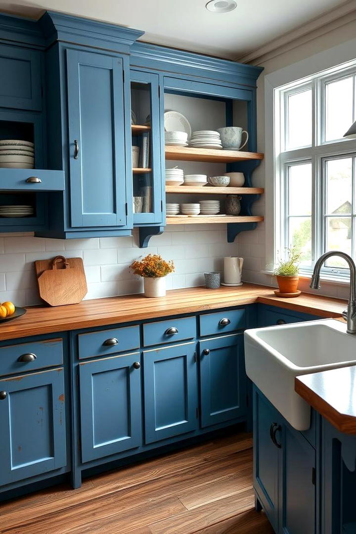 Rustic Blue Elegance - 21 blue farmhouse kitchen cabinets