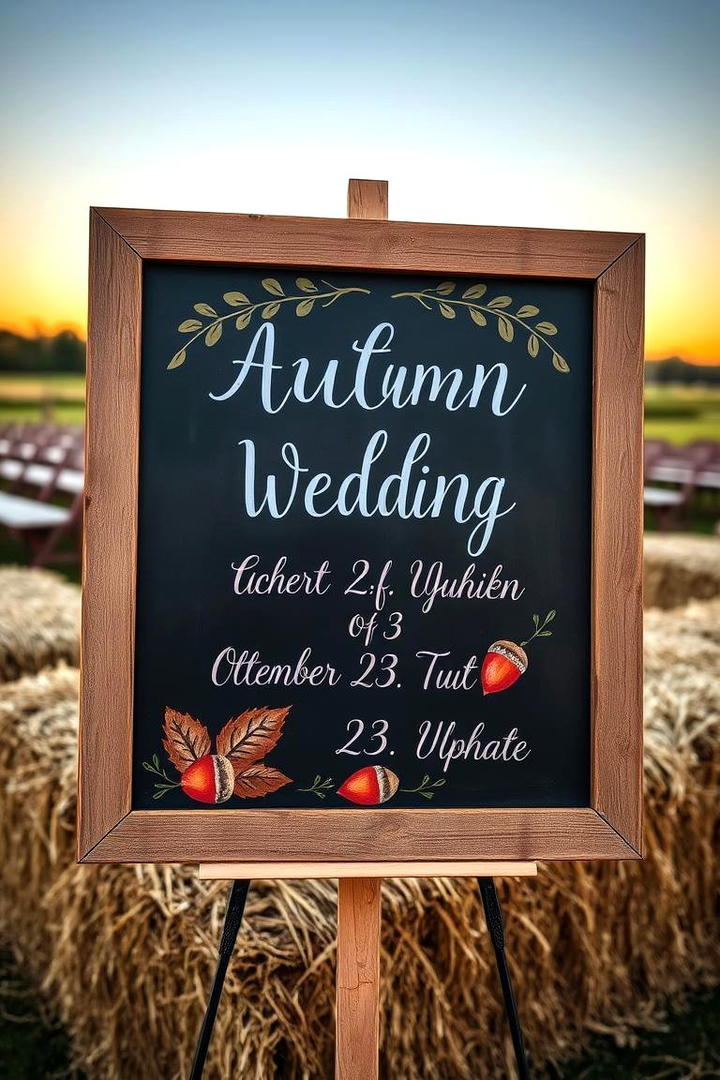 Rustic Chalkboard Signs - 21 Fall Wedding Décor Ideas