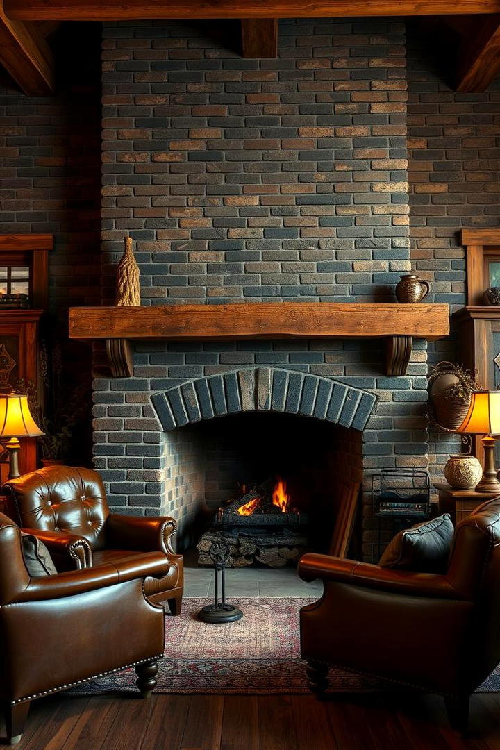 Rustic Charm Black Brick Fireplace - 30 Black Brick Fireplace Ideas