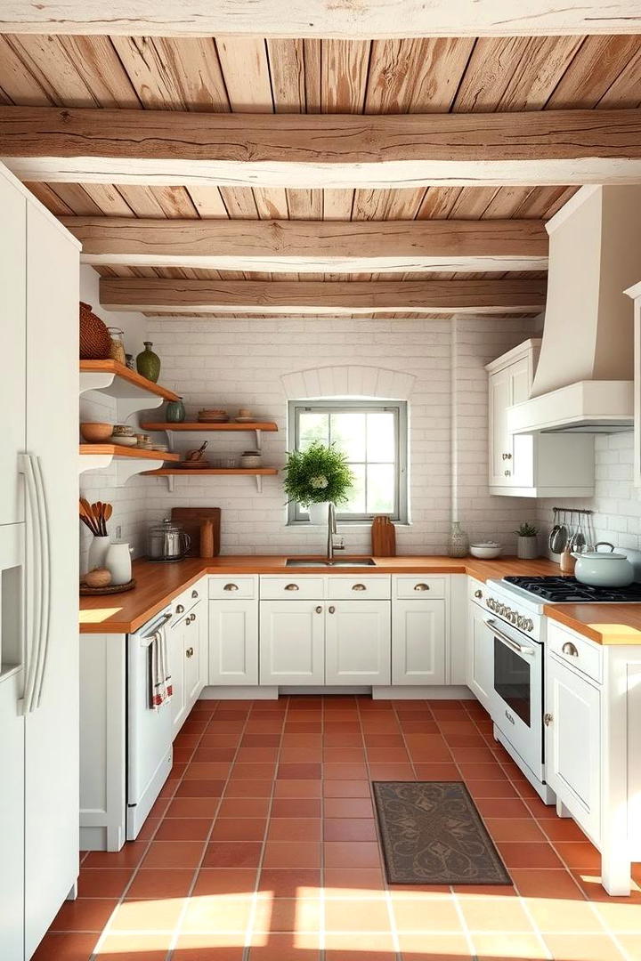 Rustic Charm in a White Kitchen - 21 Kitchen With White Appliances Ideas