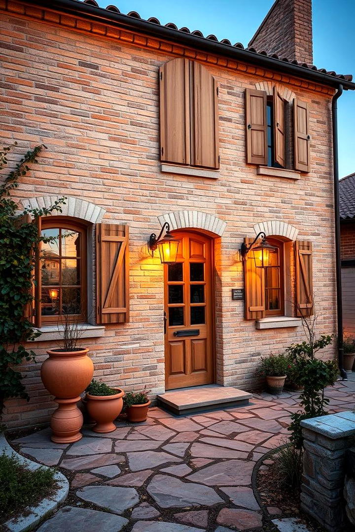 Rustic Charm with Beige Brick Accents - 30 Beige Brick Exterior Home Ideas