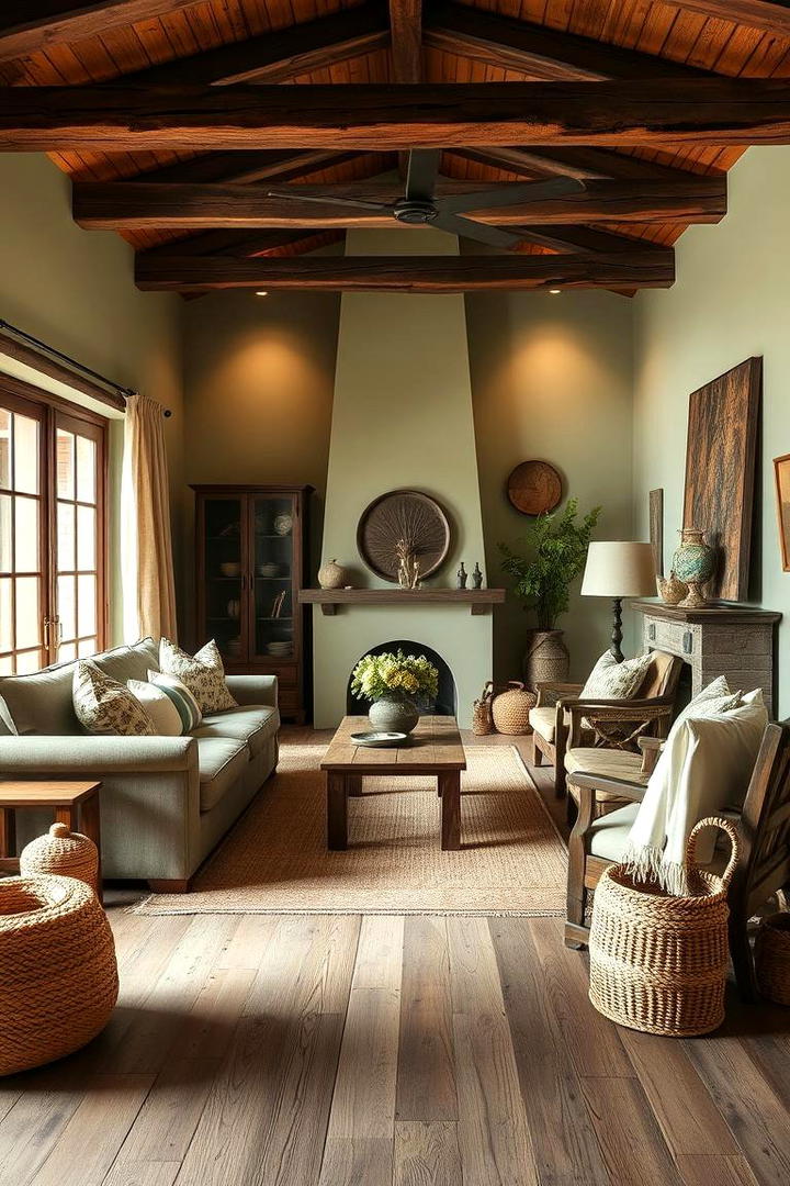 Rustic Charm with Earthy Accents - 30 Rustic Sage Green Living Room Ideas